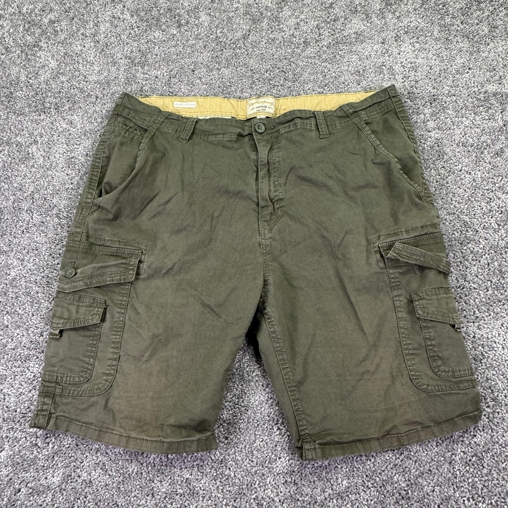Weatherproof Vintage Cargo Shorts Mens 40 Green Canvas Pockets Outdoor Casual